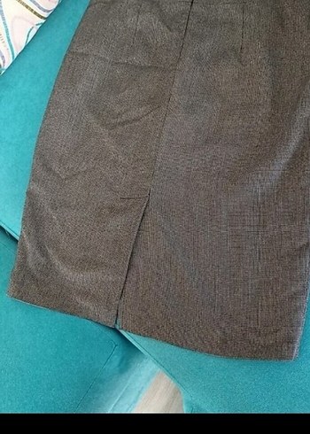 Gri Midi Kalem Etek, Kemer Detaylı - Görsel 3