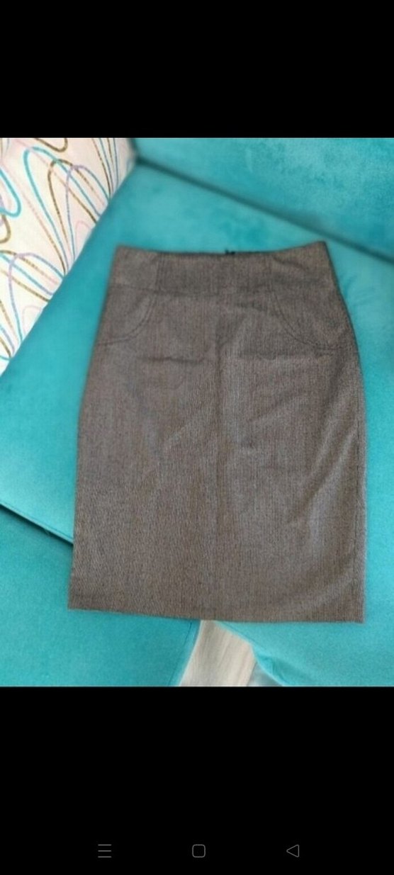 Gri Midi Kalem Etek, Kemer Detaylı - Görsel 2