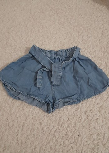 Mavi Kemerli Mini Denim Şort kız bebek