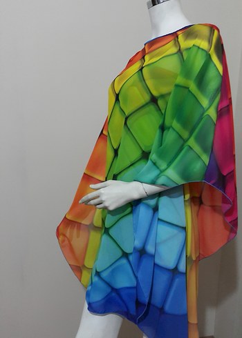 Renkli Dökümlü Kadın Pareo Şifon Elbise ve Straples Elbise - Görsel 3