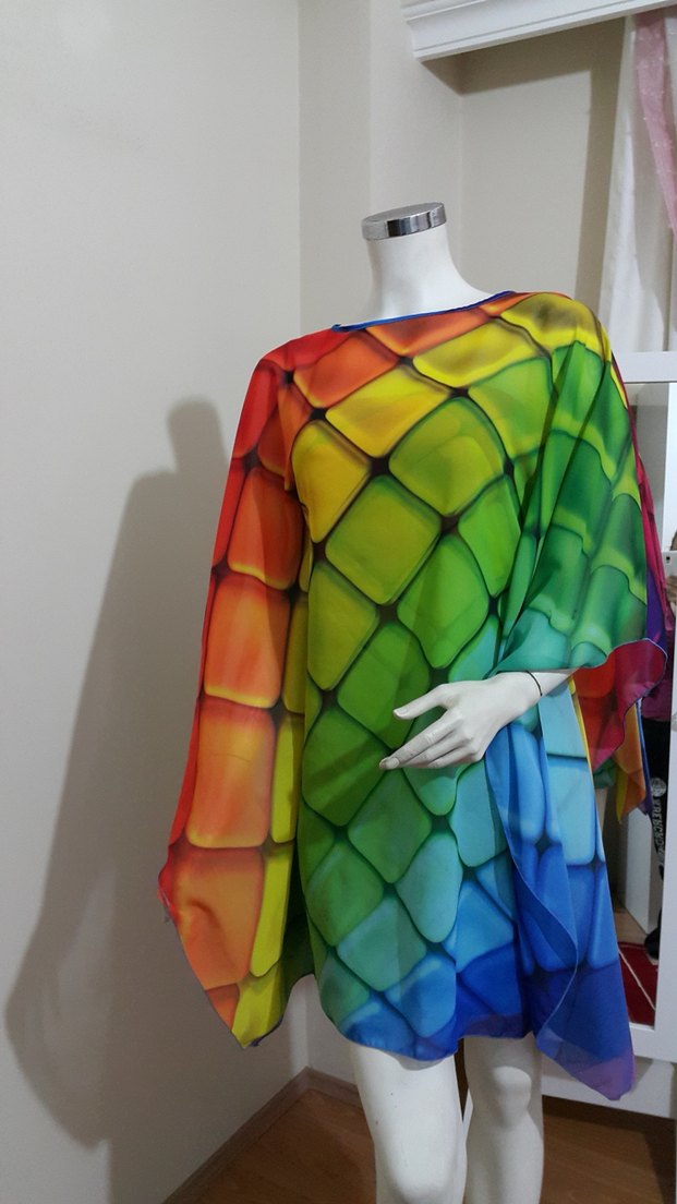 Renkli Dökümlü Kadın Pareo Şifon Elbise ve Straples Elbise - Görsel 2