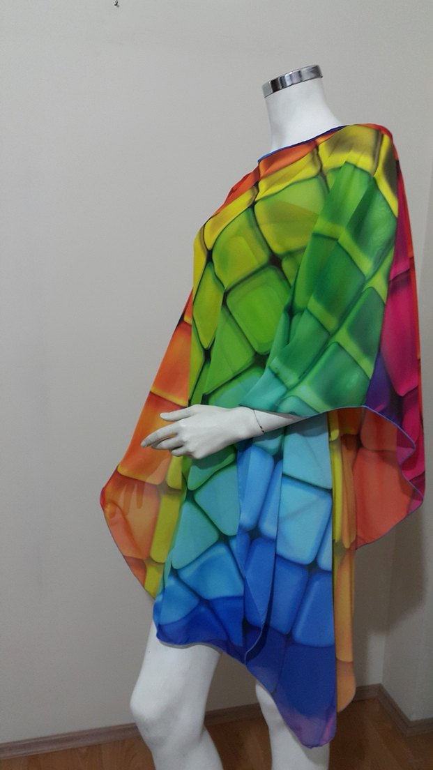 Renkli Dökümlü Kadın Pareo Şifon Elbise ve Straples Elbise - Görsel 3