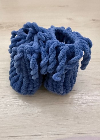 Kız ve erkekler için Mavi Örgü Sıcak Terlik - Görsel 3