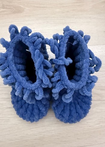 Kız ve erkekler için Mavi Örgü Sıcak Terlik - Görsel 2