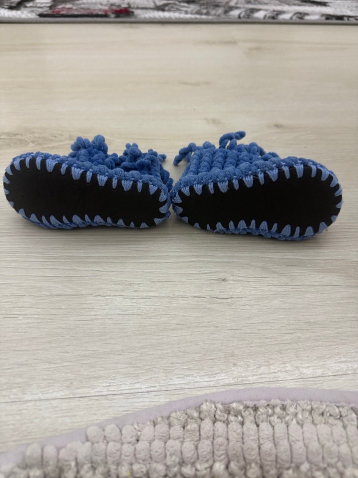 Kız ve erkekler için Mavi Örgü Sıcak Terlik - Görsel 4