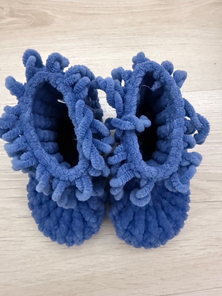 Kız ve erkekler için Mavi Örgü Sıcak Terlik - Görsel 2