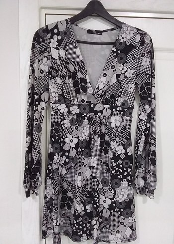 Gri V Yaka Uzun Kollu Midi Elbise - Görsel 6