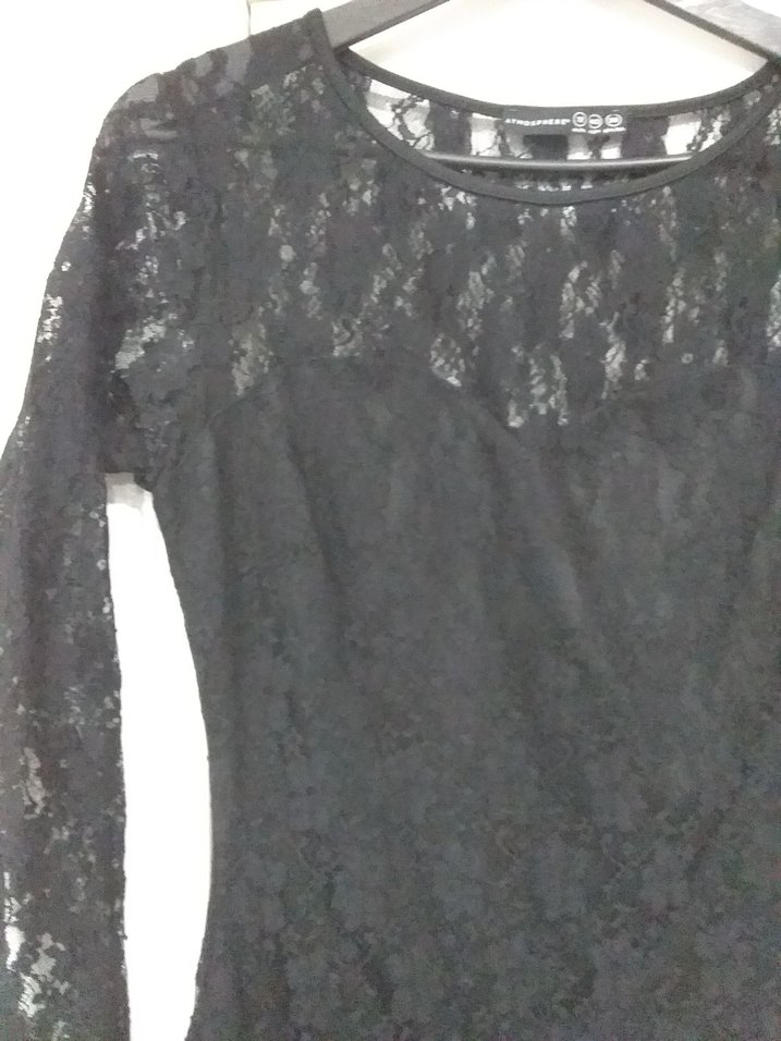 Siyah Dantel Uzun Kollu Midi Elbise - Görsel 4