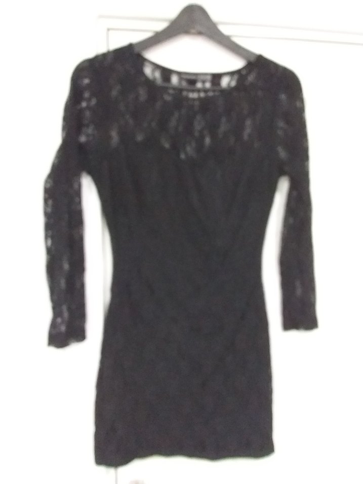 Siyah Dantel Uzun Kollu Midi Elbise - Görsel 5