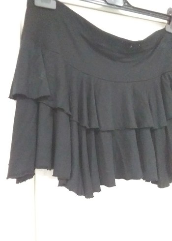 Siyah Fırfırlı Kadın Mini Etek - Görsel 8