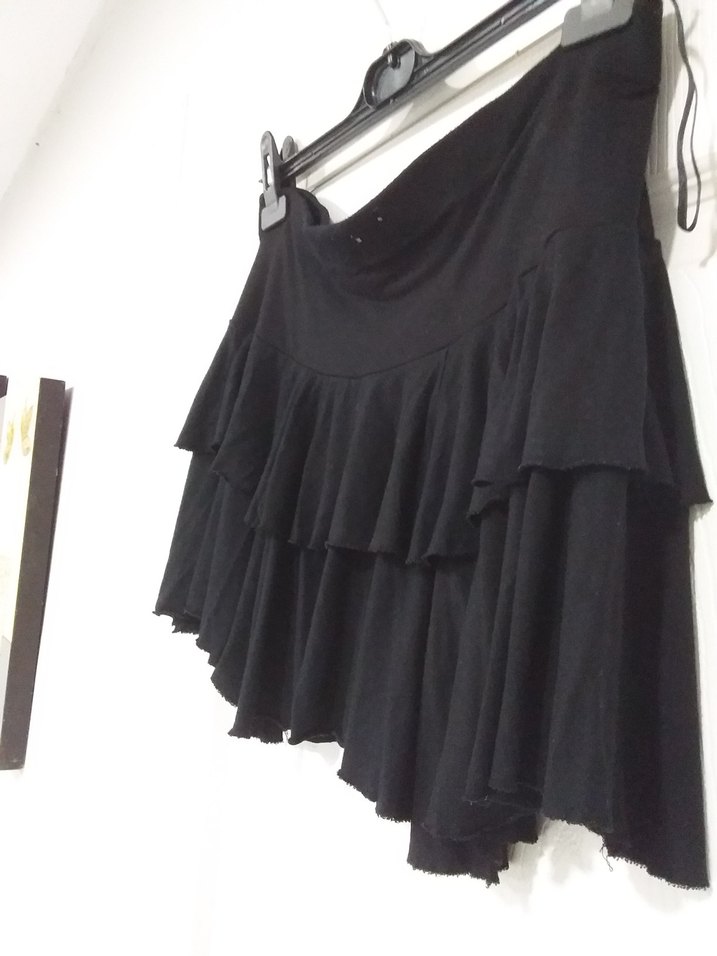 Siyah Fırfırlı Kadın Mini Etek - Görsel 3