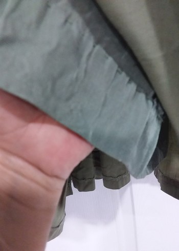 Haki Midi Keten Pilili Kadın Etek - Görsel 8