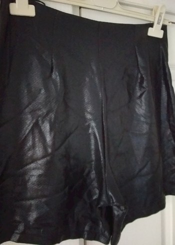 Siyah Deri Pileli Mini Etek - Görsel 4