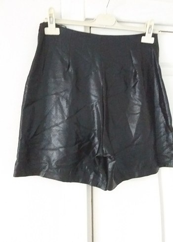 Siyah Deri Pileli Mini Etek - Görsel 3