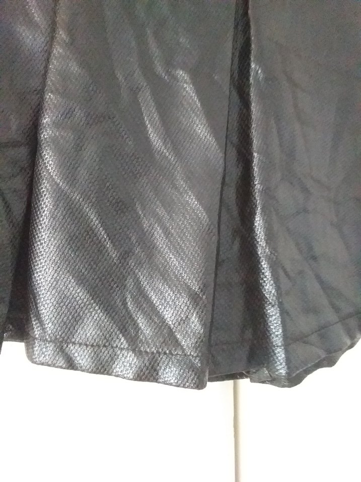 Siyah Deri Pileli Mini Etek - Görsel 5