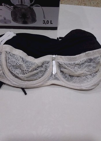 Gri Beyaz Dantel Goth Parisian Sütyen - Görsel 2