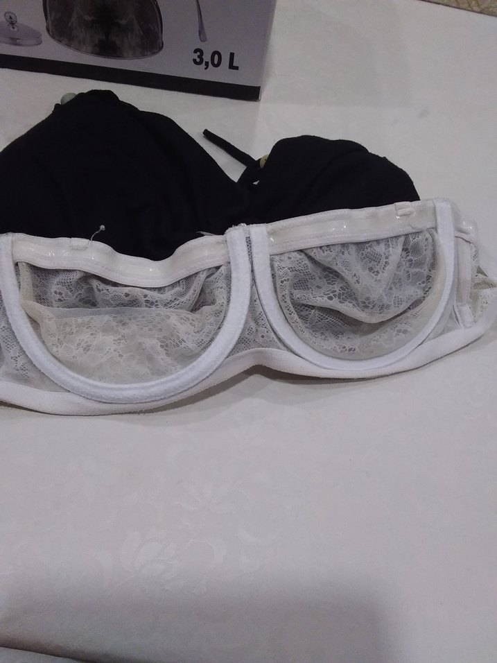 Gri Beyaz Dantel Goth Parisian Sütyen - Görsel 4