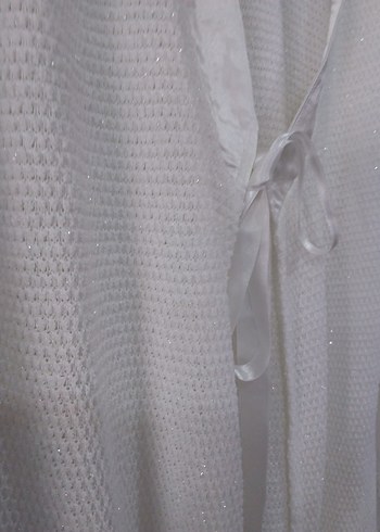 Kadın Beyaz Uzun Kollu Uzun Sabahlık - Görsel 8