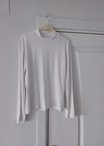 Beyaz Yüksek Yakalı Uzun Kollu Bluz - Görsel 6