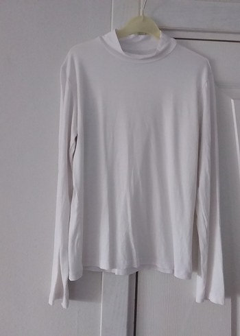 Beyaz Yüksek Yakalı Uzun Kollu Bluz - Görsel 5