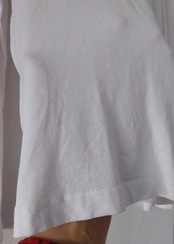 Beyaz Yüksek Yakalı Uzun Kollu Bluz - Görsel 2