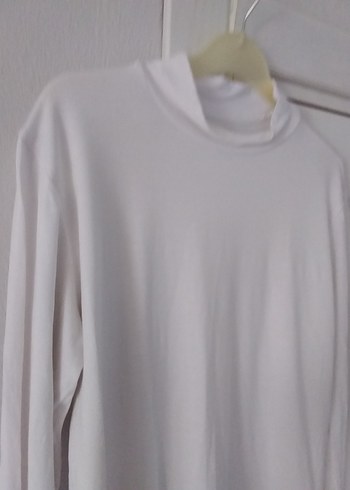 Beyaz Yüksek Yakalı Uzun Kollu Bluz - Görsel 4
