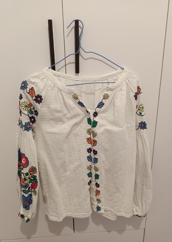 Pamuklu gömlek bluz  - Görsel 3