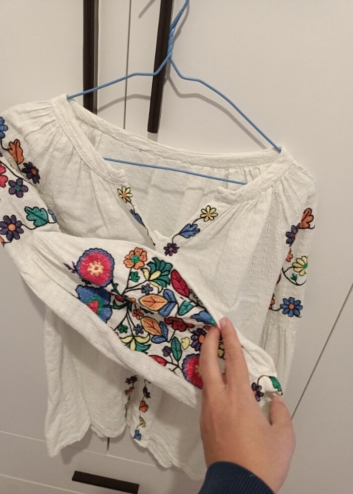 Pamuklu gömlek bluz  - Görsel 2