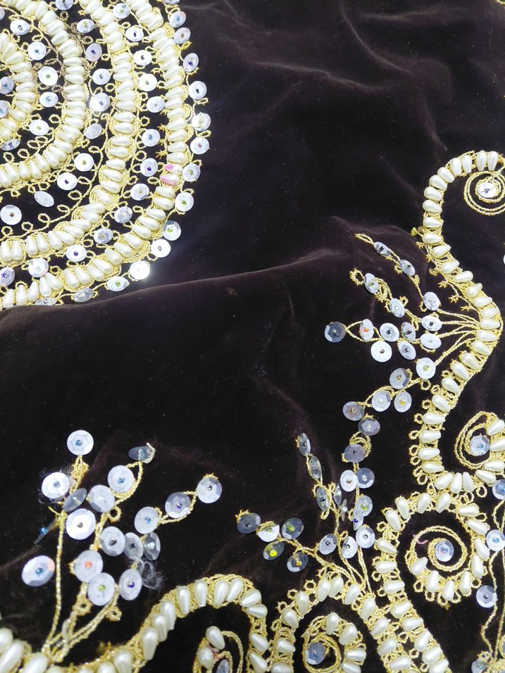 Uzun Kollu kadife Nakışlı Boncuklu Kadın Hint kına elbisesi - Görsel 3