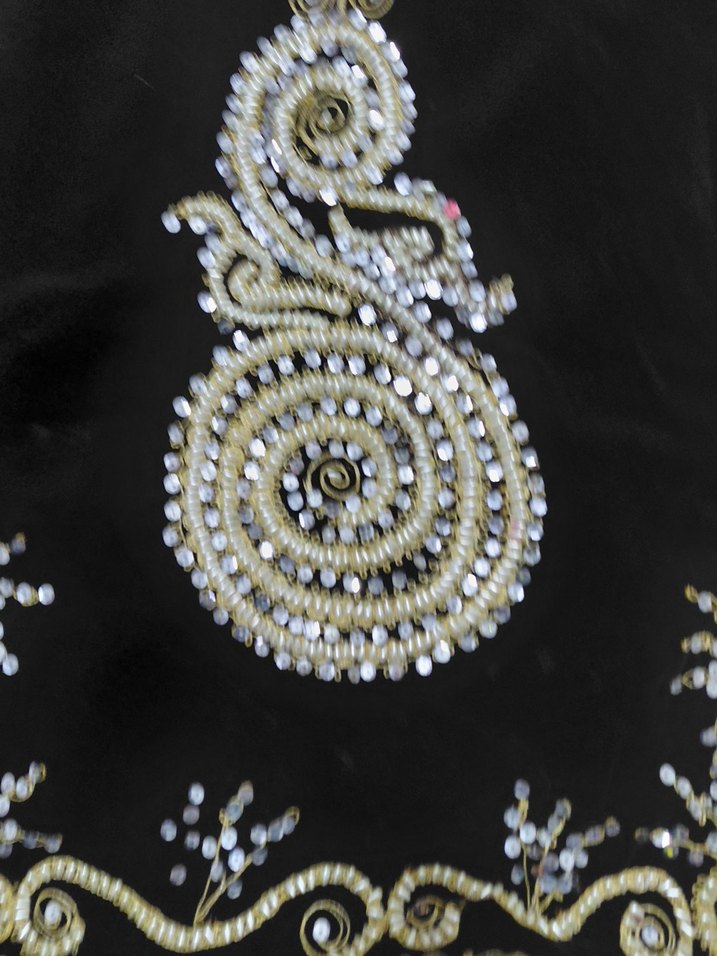 Uzun Kollu kadife Nakışlı Boncuklu Kadın Hint kına elbisesi - Görsel 2