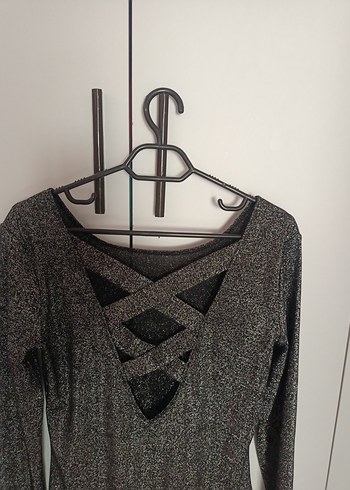 Sırt detaylı pırıltılı Strappy Elbise - Görsel 4