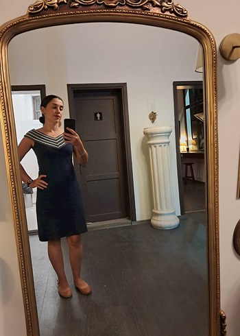 Kadın V Yakalı zarif Elbise - Görsel 5