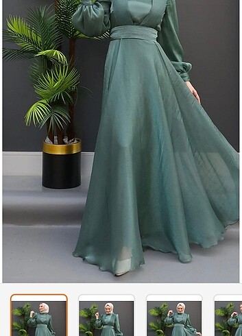  Pileli tesettür abiye yeşil  - Görsel 2