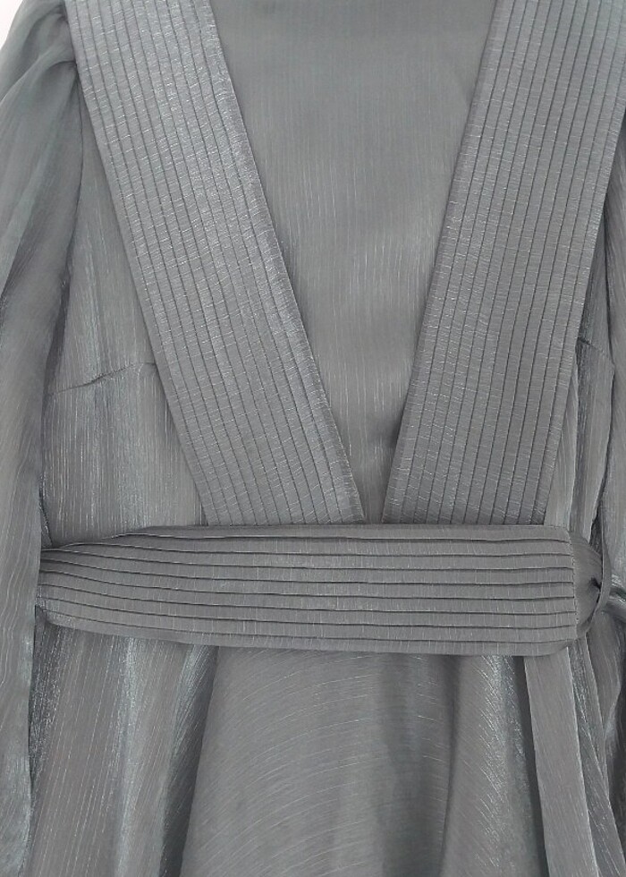  Pileli tesettür abiye yeşil  - Görsel 4