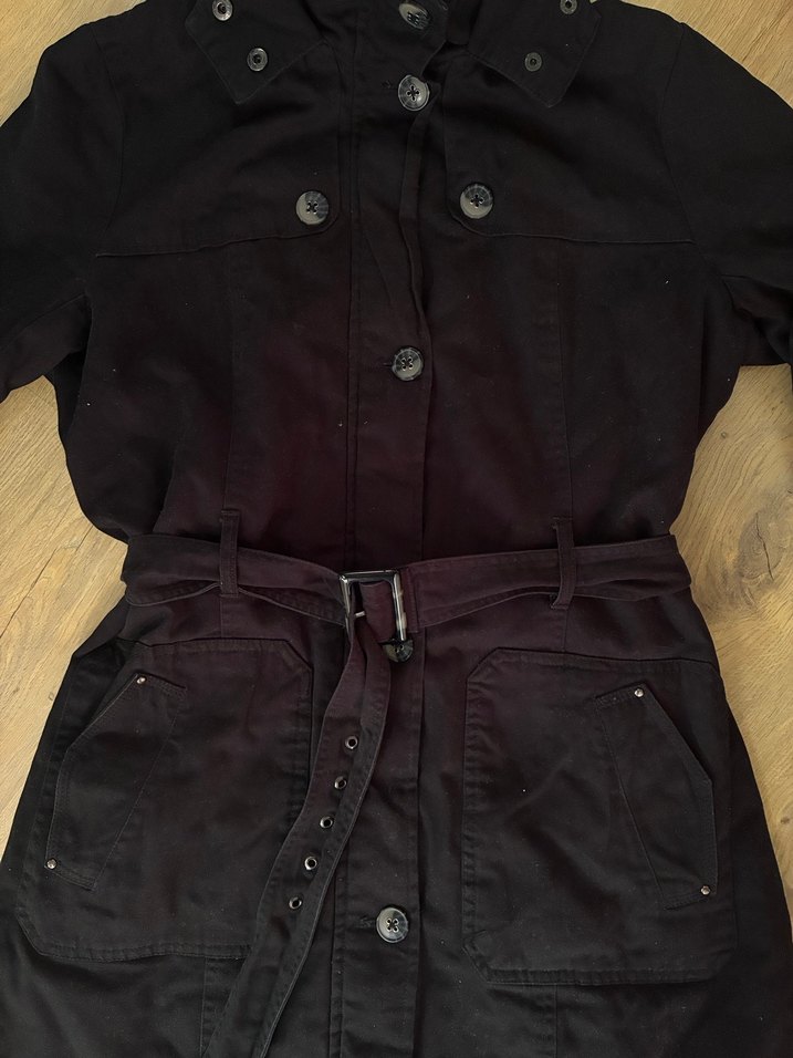 LC Waikiki Kemerli Siyah Kadın Mont - Görsel 4