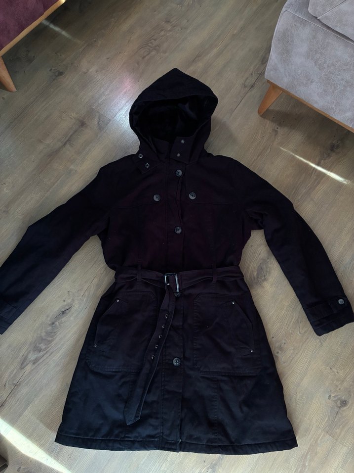 LC Waikiki Kemerli Siyah Kadın Mont - Görsel 2