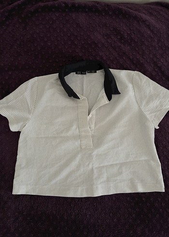 Kısa Kollu, Düğmeli Beyaz Zara Kadın Gömlek - Görsel 5