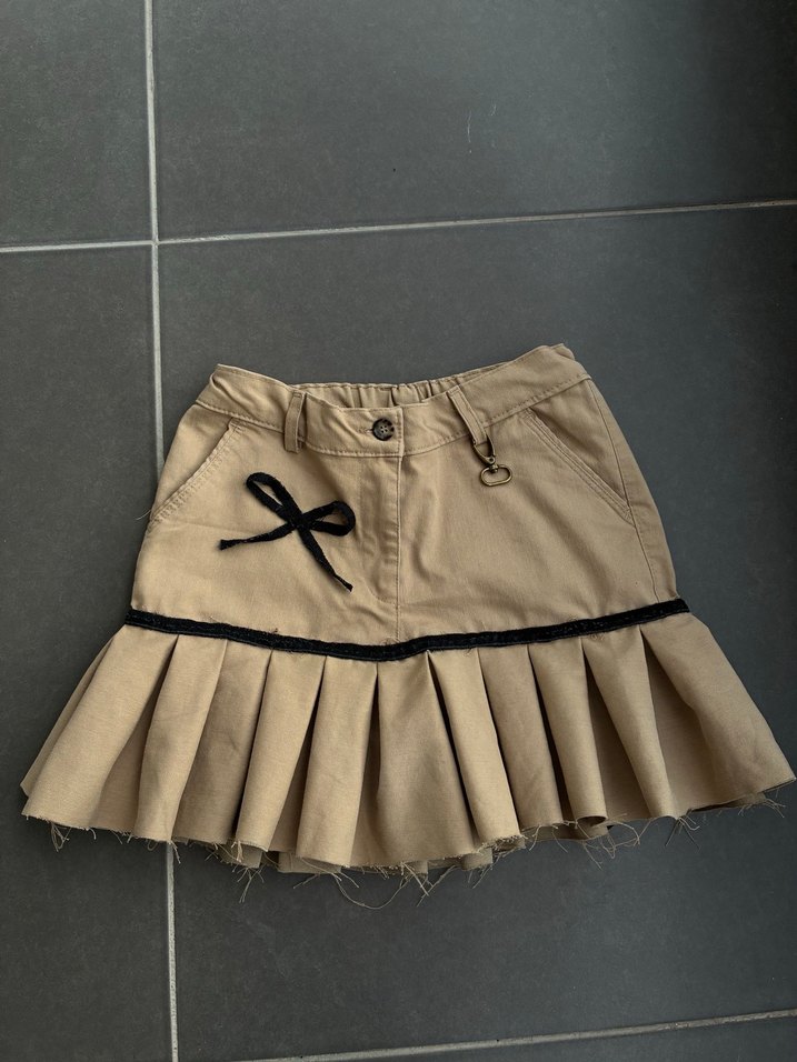 Bej Pileli Mini Şort Etek - Görsel 2