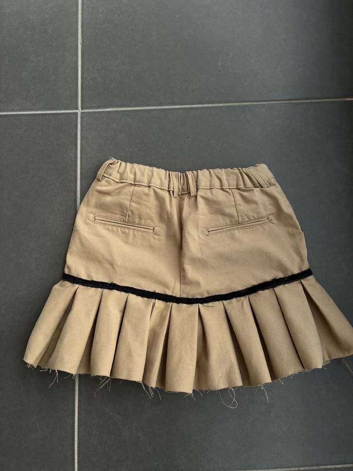 Bej Pileli Mini Şort Etek - Görsel 3