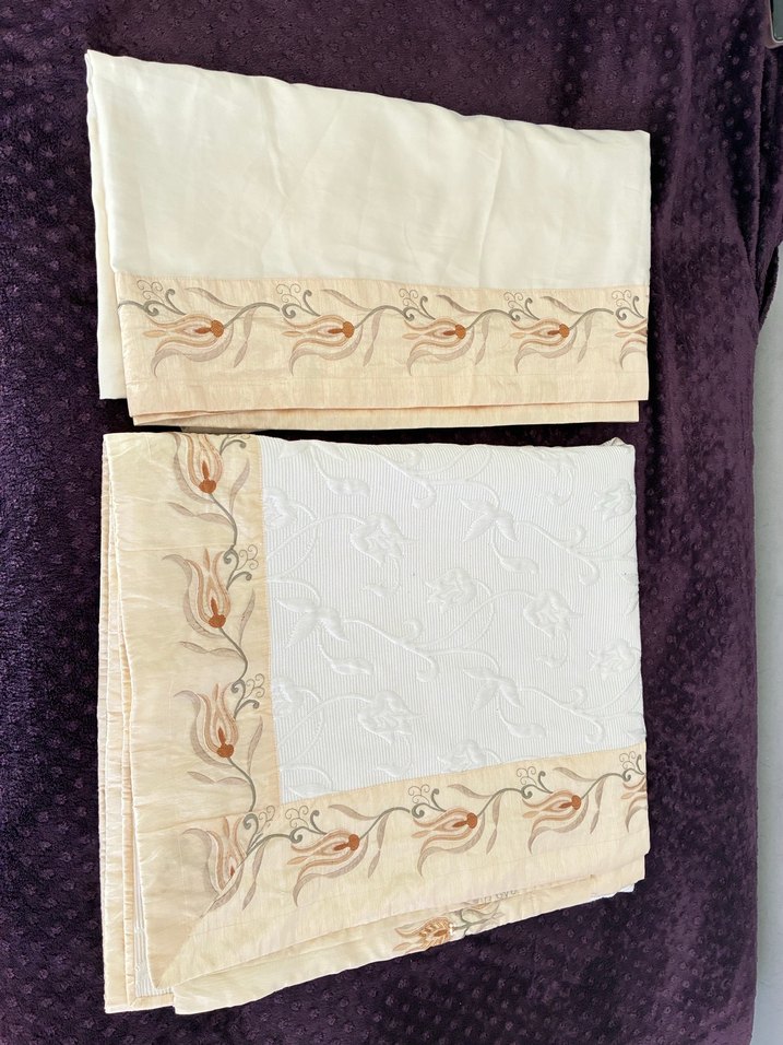 İşlemeli Beyaz Yatak Örtüsü ve Çarşaf - Görsel 5