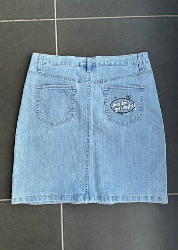 Mavi Baskılı Kot Mini Etek - Görsel 2