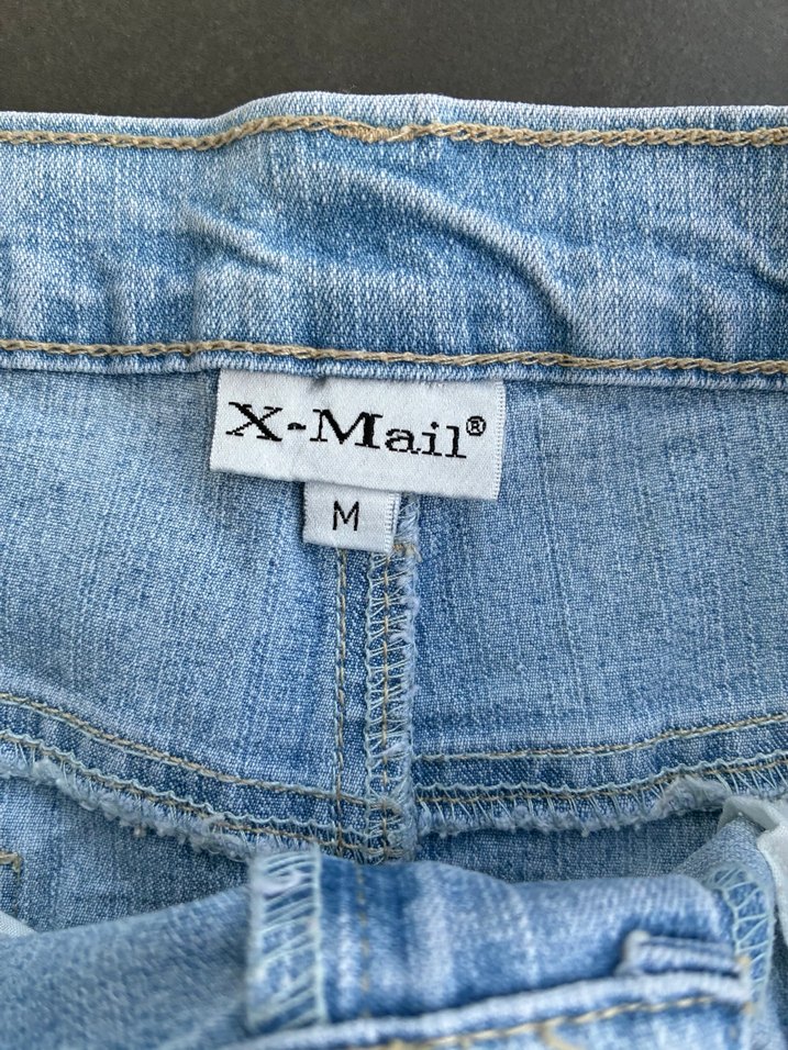 Mavi Baskılı Kot Mini Etek - Görsel 3