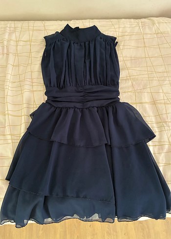 Lacivert Fırfırlı Elbise - Görsel 2