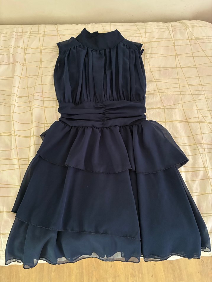 Lacivert Fırfırlı Elbise - Görsel 2