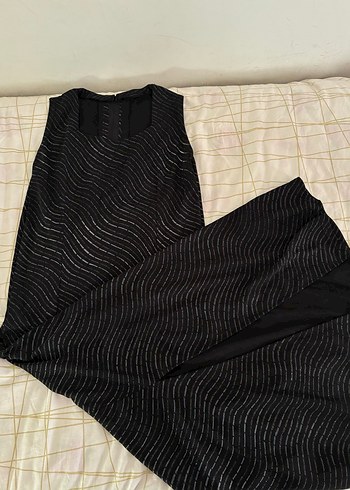 Siyah Parlak Uzun Abiye Elbise - Görsel 5