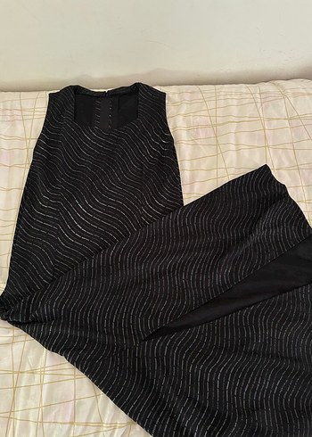 Siyah Parlak Uzun Abiye Elbise - Görsel 6