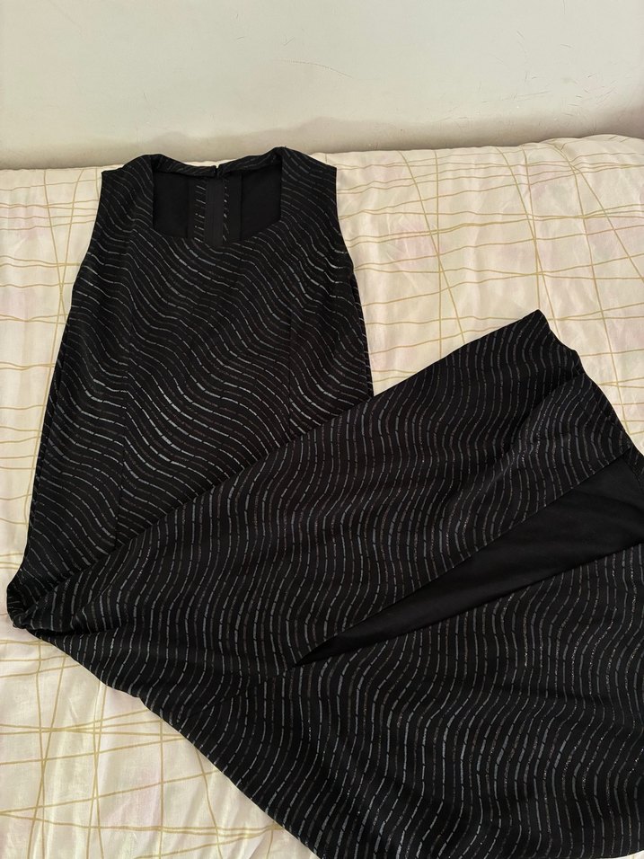 Siyah Parlak Uzun Abiye Elbise - Görsel 5