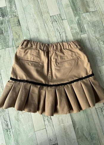 Bej Pilili Mini Şort Etek - Görsel 7