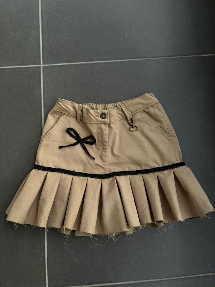 Bej Pilili Mini Şort Etek - Görsel 2