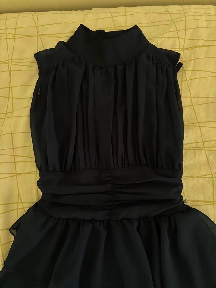 Lacivert Fırfırlı Midi Abiye Elbise - Görsel 5